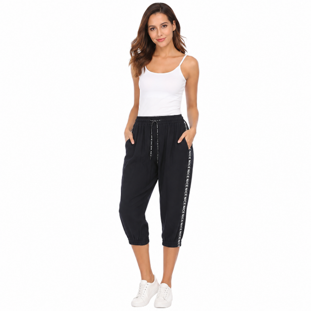 Picture of Black Cropped Jogger Pants(INSIDE)