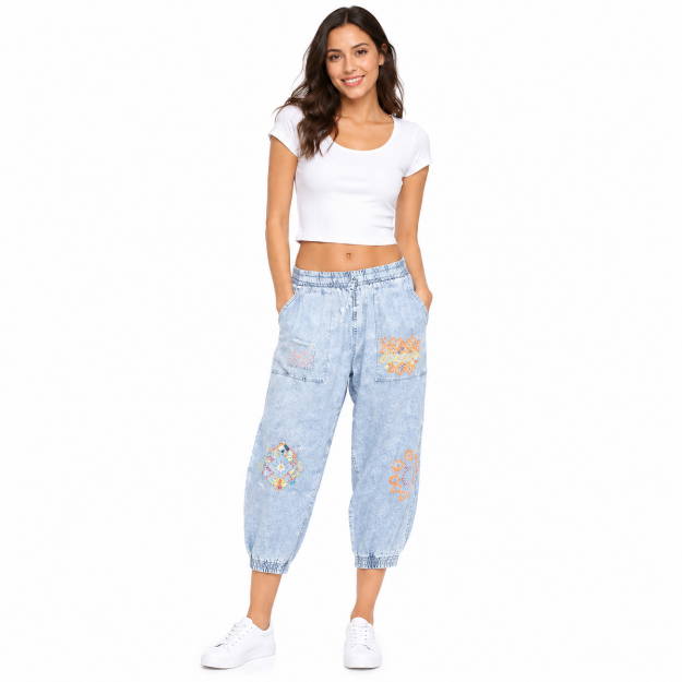 Picture of Comfortable Embroidered Denim Pants(INSIDE)