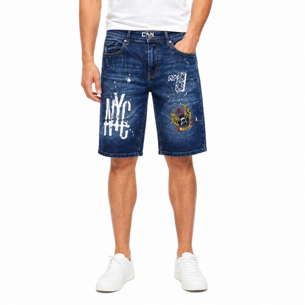 Picture of Graphic Print Denim Shorts(INSIDE)