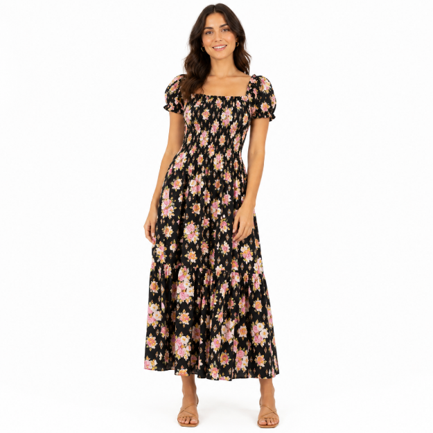 Picture of Black Floral Maxi Dress(INSIDE)