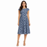 Picture of Navy Blue Patterned Dress(INSIDE)