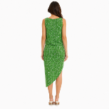 Picture of Green Floral Wrap-Style Asymmetrical Dress(INSIDE)