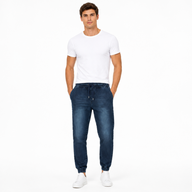 Picture of Men's Deep Indigo Denim Joggers(INSIDE)