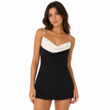 Picture of Color-Block Satin Cowl Neck Mini Dress (hanita)