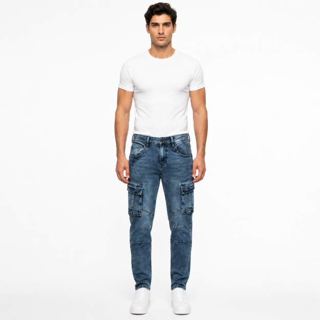 Picture of Men's Light Wash Distressed Slim Jeans(INSIDE)