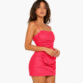 صورة Hot Pink Ruched Strappy Mini Dress(hanita)