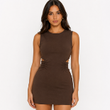 Picture of Brown Cut-Out Ruched Mini Bodycon Dress (GUESS)