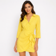 Picture of Yellow Wrap Shirt Mini Dress with Side Tie (GUESS)