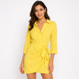 Picture of Yellow Wrap Shirt Mini Dress with Side Tie (GUESS)