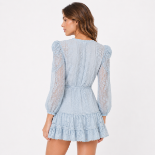 Picture of Light Blue Lace Mini Dress with Ruffled Sleeves (GUESS)