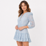 Picture of Light Blue Lace Mini Dress with Ruffled Sleeves (GUESS)