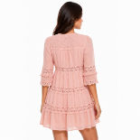 Picture of Soft Pink Tiered Chiffon Blouse with Lace Trims(GUESS)