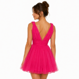 Picture of Hot Pink Tiered Tulle Mini Dress with Deep V-Neck (hanita)