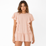 Picture of Blush Pink Chiffon Ruffle-Trim Loose Mini Dress(hanita)