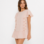 Picture of Blush Pink Chiffon Ruffle-Trim Loose Mini Dress(hanita)