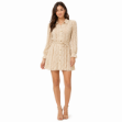 صورة فستان قميص بيج قصير من الدانتيل بحزام (Hanita)