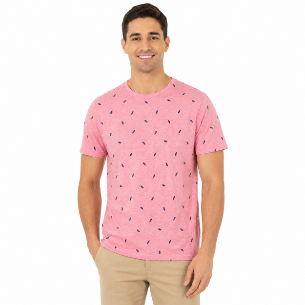 Picture of Men's Patterned Pink T-Shirt(INSIDE)