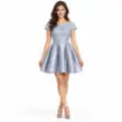 Picture of Silver Shimmer Satin Flared Dress