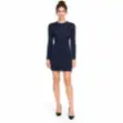 Picture of Navy Lace Ruched Mini Dress