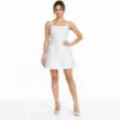 Picture of White Textured Strappy Mini Dress