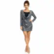 Picture of Silver Shimmer Draped Neck Dress